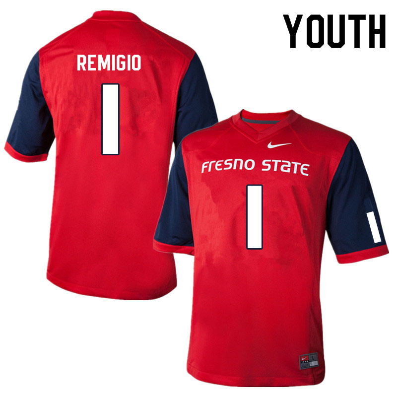 Youth #1 Nikko Remigio Fresno State Bulldogs College Football Jerseys Sale-Red